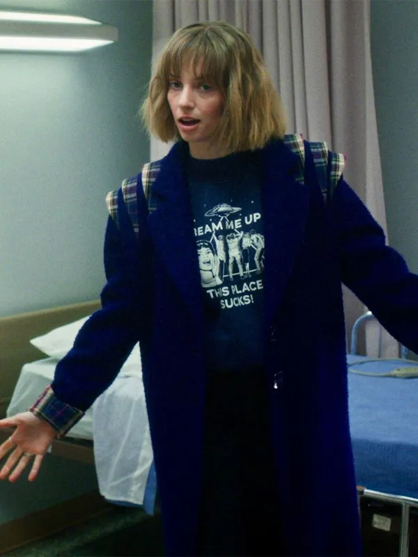 Stranger Things S05 Robin Buckley Blue Wool Coat