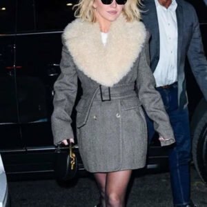 NYC 2025 Sydney Sweeney Grey Fur Coat