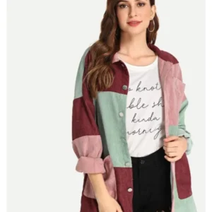 Little Disasters S01 Colorblock Patchwork Corduroy Shirt