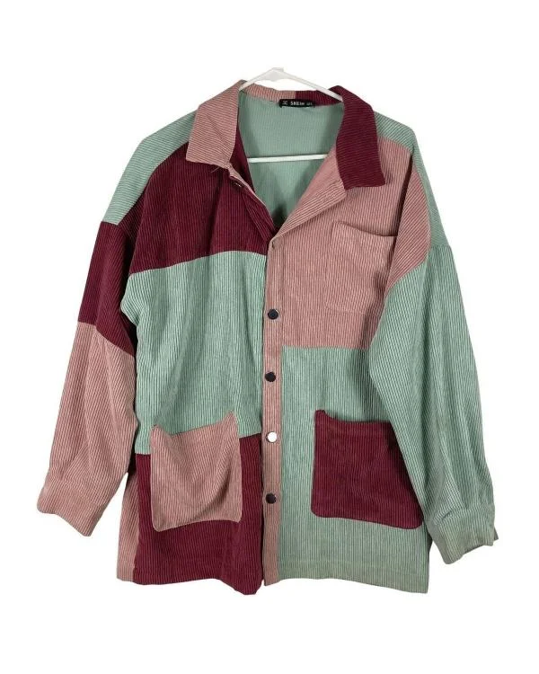 Little Disasters S01 Colorblock Patchwork Corduroy Shirt - Image 3