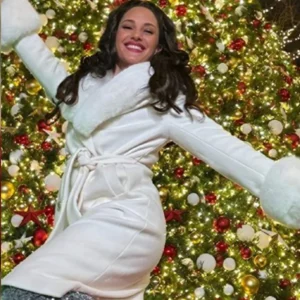 The Five 2025 Emily Compagno White Fur Trim Coat