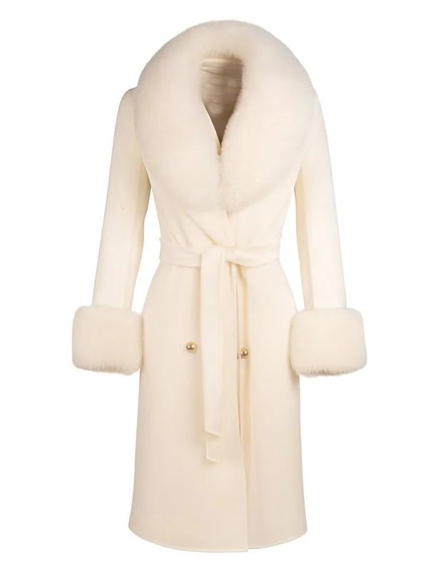 The Five 2025 Emily Compagno White Fur Trim Coat - Image 2