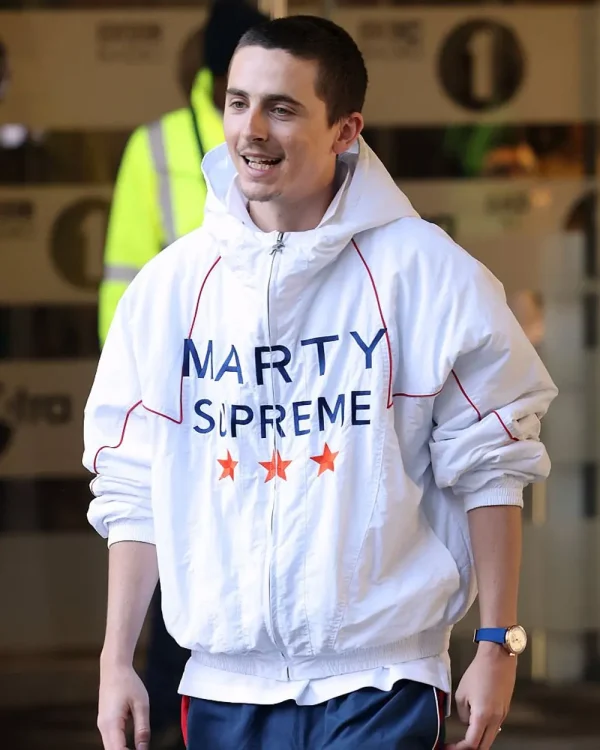 Timothee Chalamet Marty Supreme White Jacket