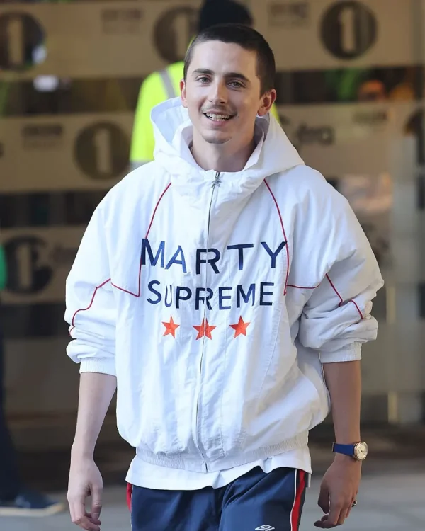 Timothee Chalamet Marty Supreme White Jacket - Image 2