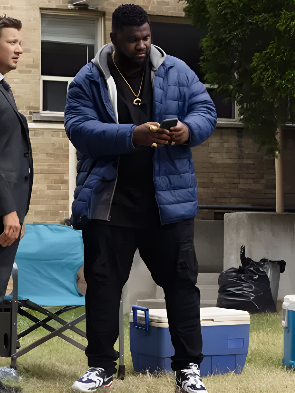 Tobi Bamtefa Mayor of Kingstown Blue Puffer Jacket