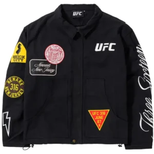UFC 316 Unisex Patchwork Black Canvas Jacket
