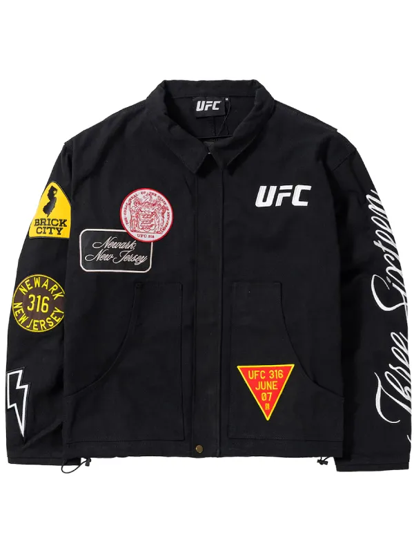 UFC 316 Unisex Patchwork Black Canvas Jacket