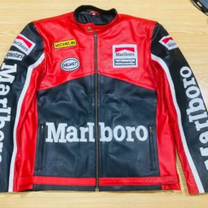 Vintage Racing Marlboro Red & Black Leather Jacket