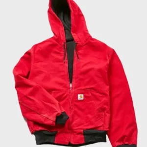 Vintage Red Carhartt Hooded Bomber Jacket