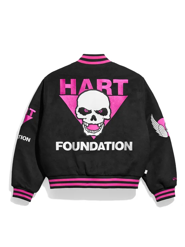 WWE Bret Hitman Hart Foundation Black Varsity Jacket