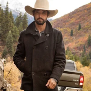 Yellowstone Ryan Bingham Black Wool Peacoat