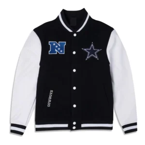3rd Down Dallas Cowboys Navy/White Varsity Full-Snap Wool/Leather Jacket