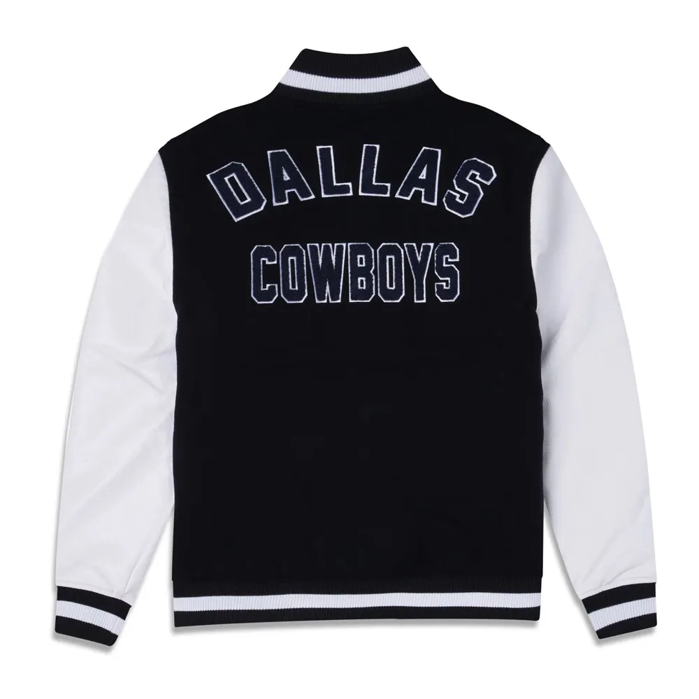 3rd Down Dallas Cowboys Navy/White Varsity Full-Snap Wool/Leather Jacket - Image 2