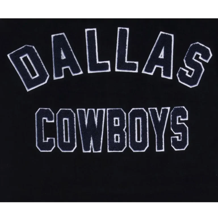 3rd Down Dallas Cowboys Navy/White Varsity Full-Snap Wool/Leather Jacket