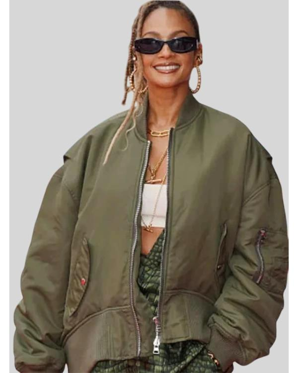 Alesha Dixon Britain Got Talent Green Bomber Jacket - Image 3