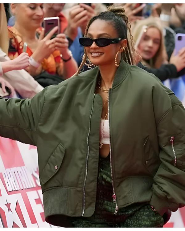 Alesha Dixon Britain Got Talent Green Bomber Jacket - Image 4