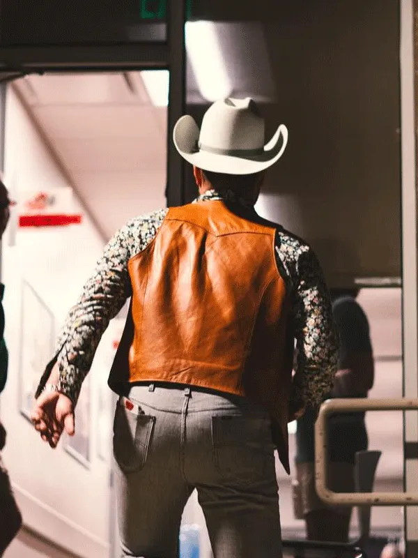 Charley Crockett Cowboy Unisex Leather Vest - Image 2