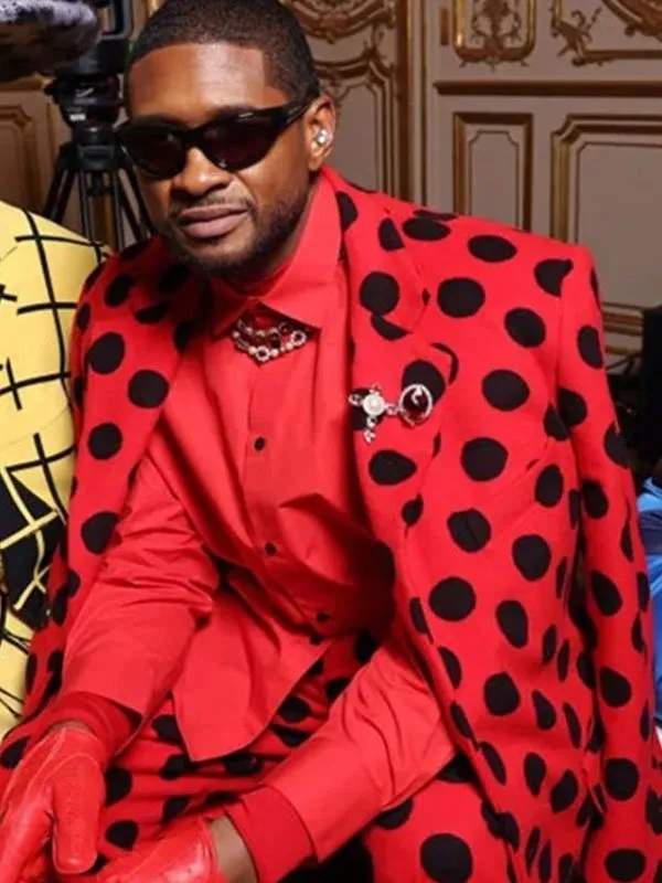 Usher Red Polka Dot Oversized Coat