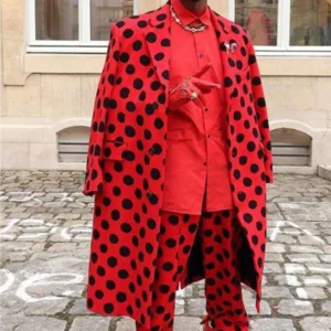 Usher Red Polka Dot Oversized Coat