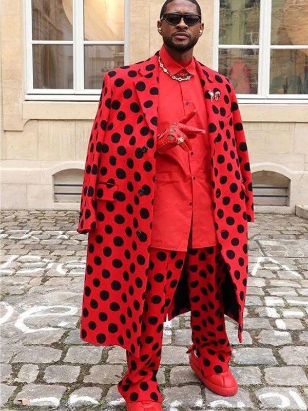 Usher Red Polka Dot Oversized Coat