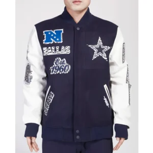 Animal Patches Dallas Cowboys Navy Varsity Jacket