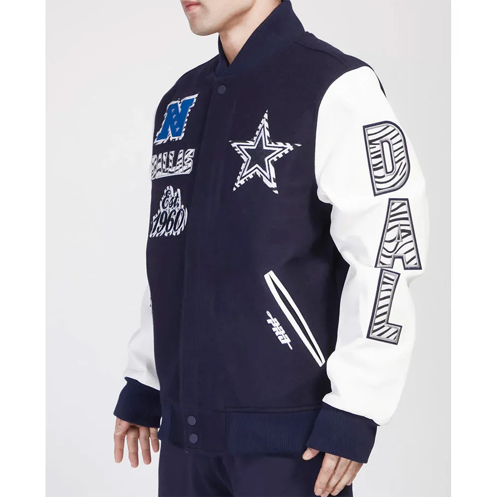 Animal Patches Dallas Cowboys Navy Varsity Jacket - Image 3