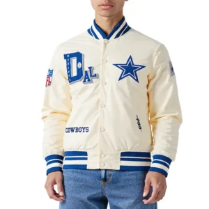 Best of Classic Dallas Cowboys Rib Satin Jacket Eggshell