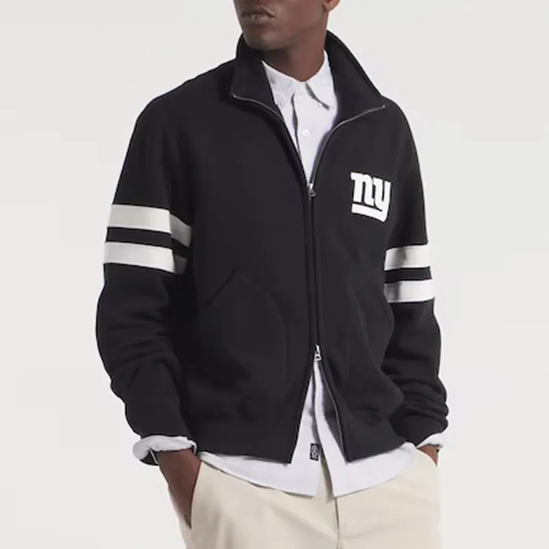 Black Striped NY Giants Fleece Jacket - Image 2