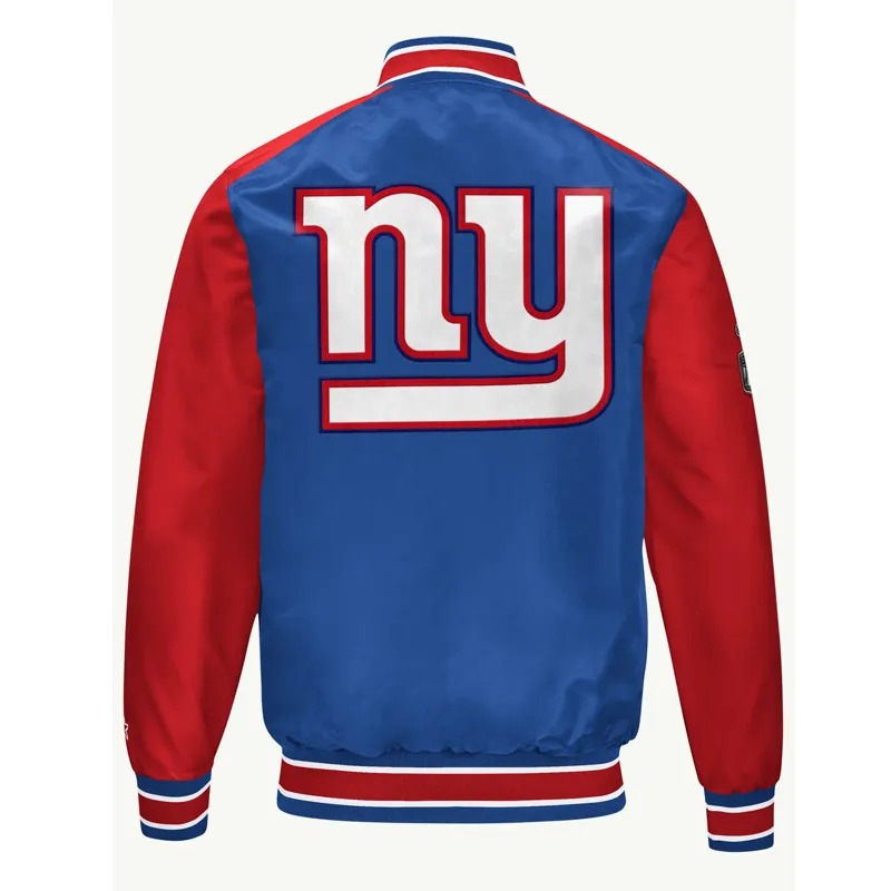 Blue and Red NY Giants Varsity Satin Jacket - Image 2