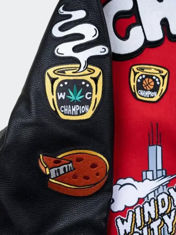 CHI Windy City Red and Black Varsity Jacket - Image 3