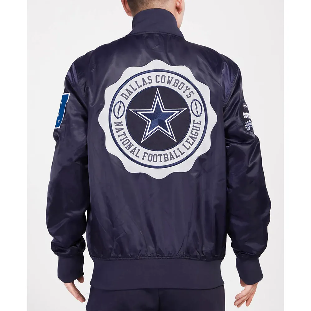 Crest Emblem Dallas Cowboys Midnight Navy Satin Jacket - Image 2