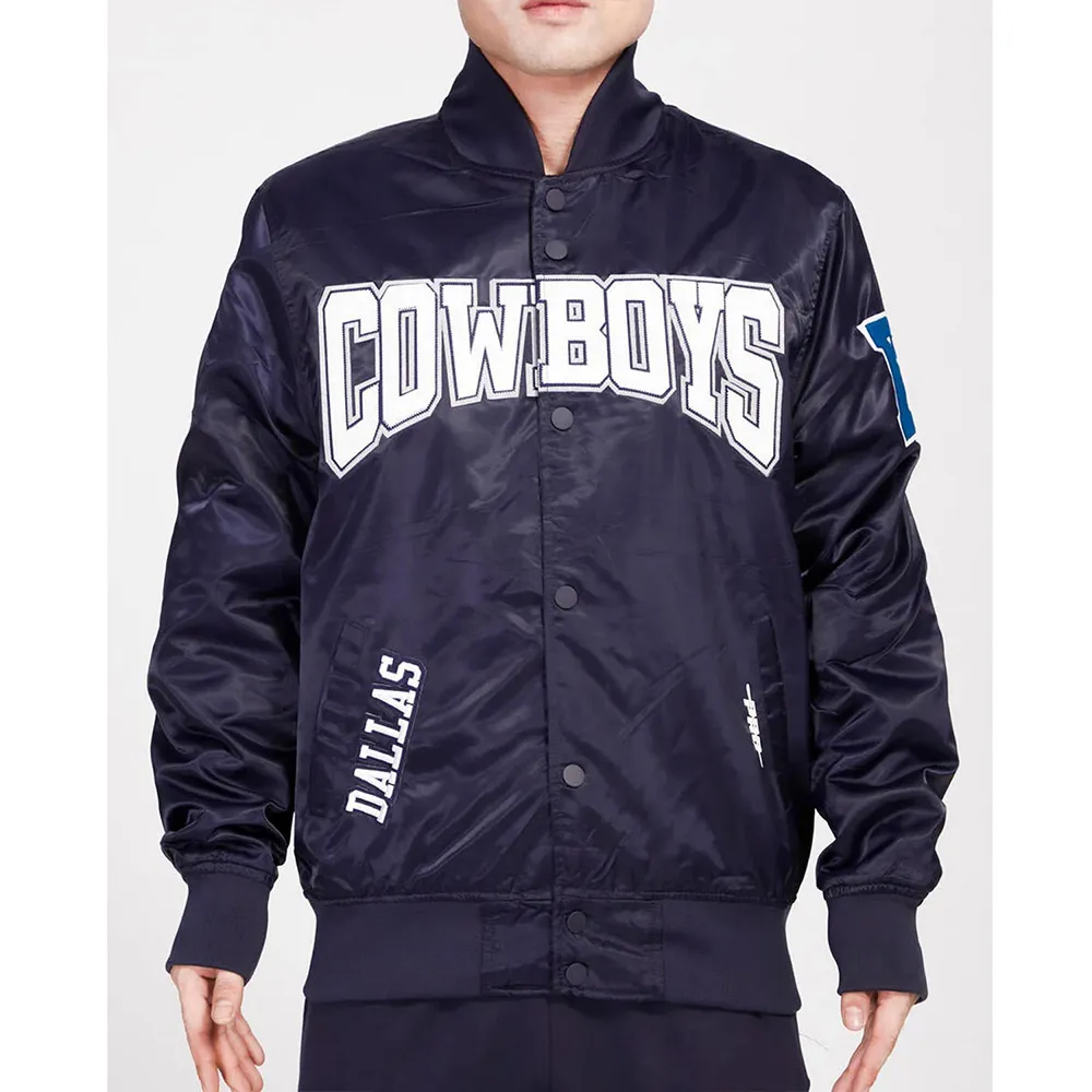Crest Emblem Dallas Cowboys Midnight Navy Satin Jacket