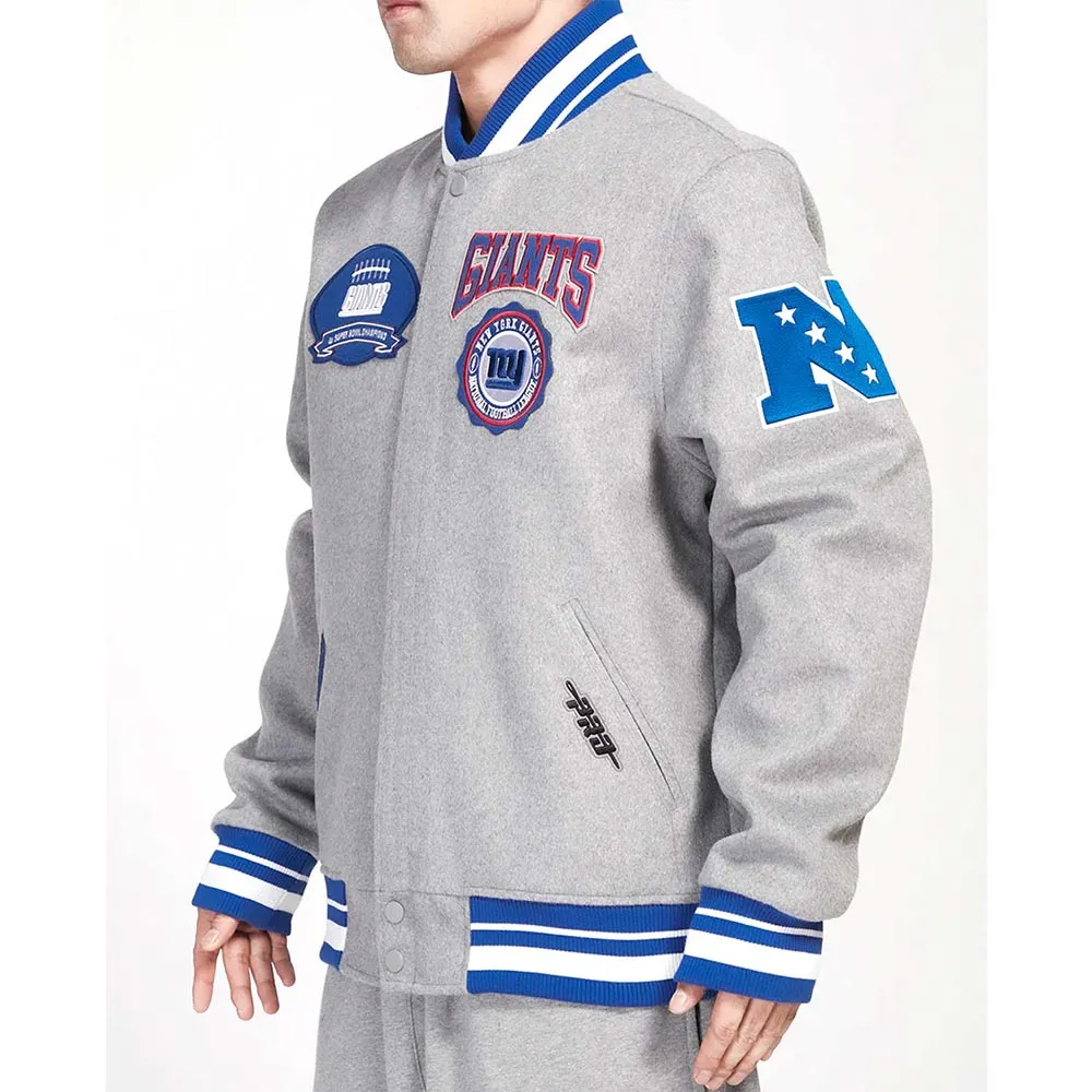Crest Emblem NY Giants Gray Varsity Wool Jacket