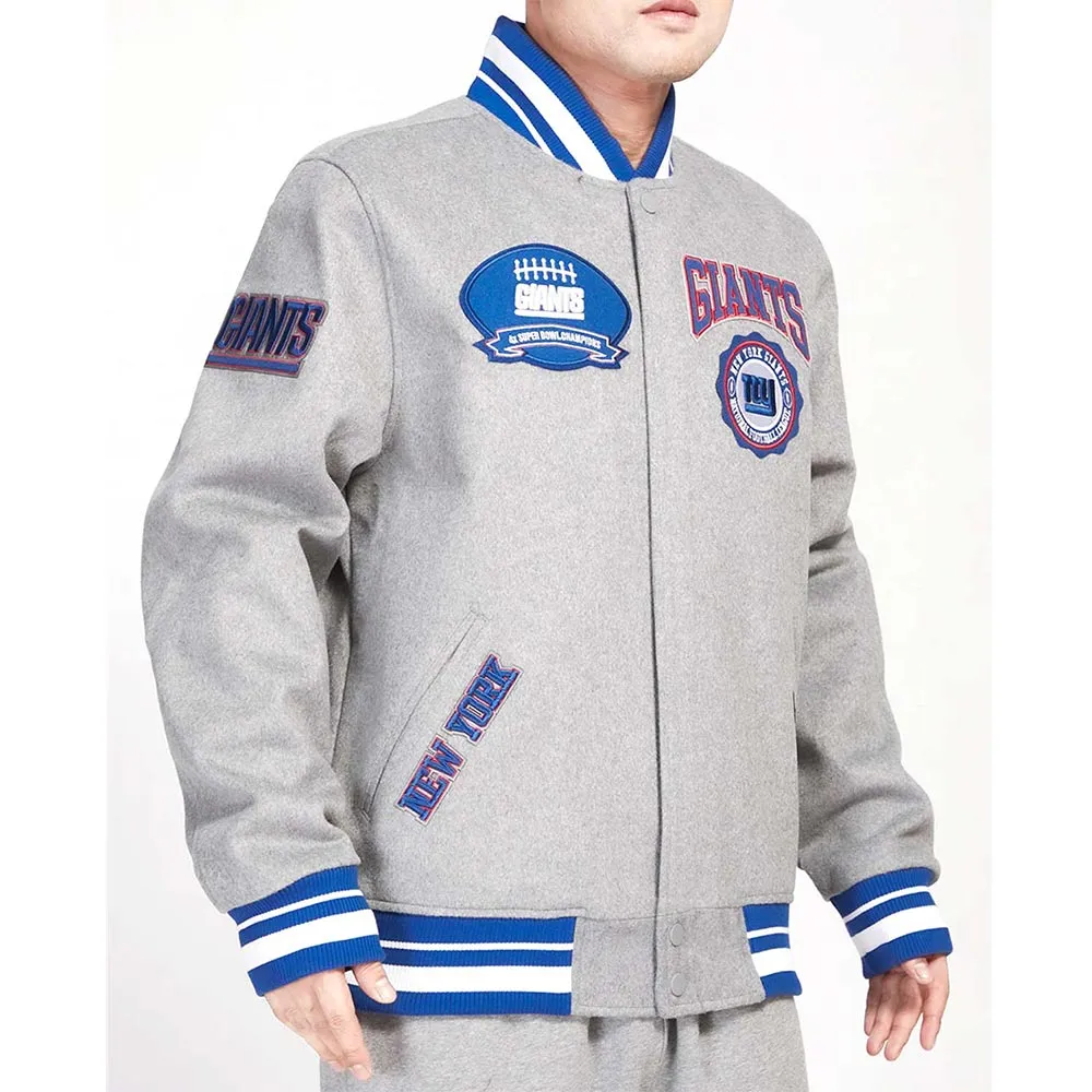 Crest Emblem NY Giants Gray Varsity Wool Jacket - Image 3