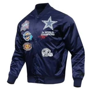 Dallas Cowboys Championship Navy Blue Satin Jacket