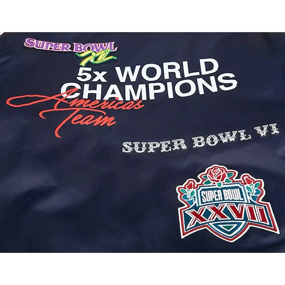 Dallas Cowboys Championship Navy Blue Satin Jacket - Image 4