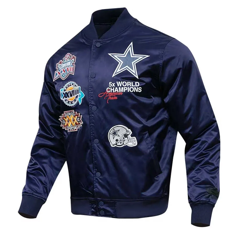 Dallas Cowboys Championship Navy Blue Satin Jacket