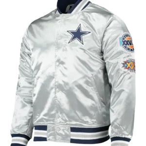 Dallas Cowboys Varsity Silver Satin Jacket