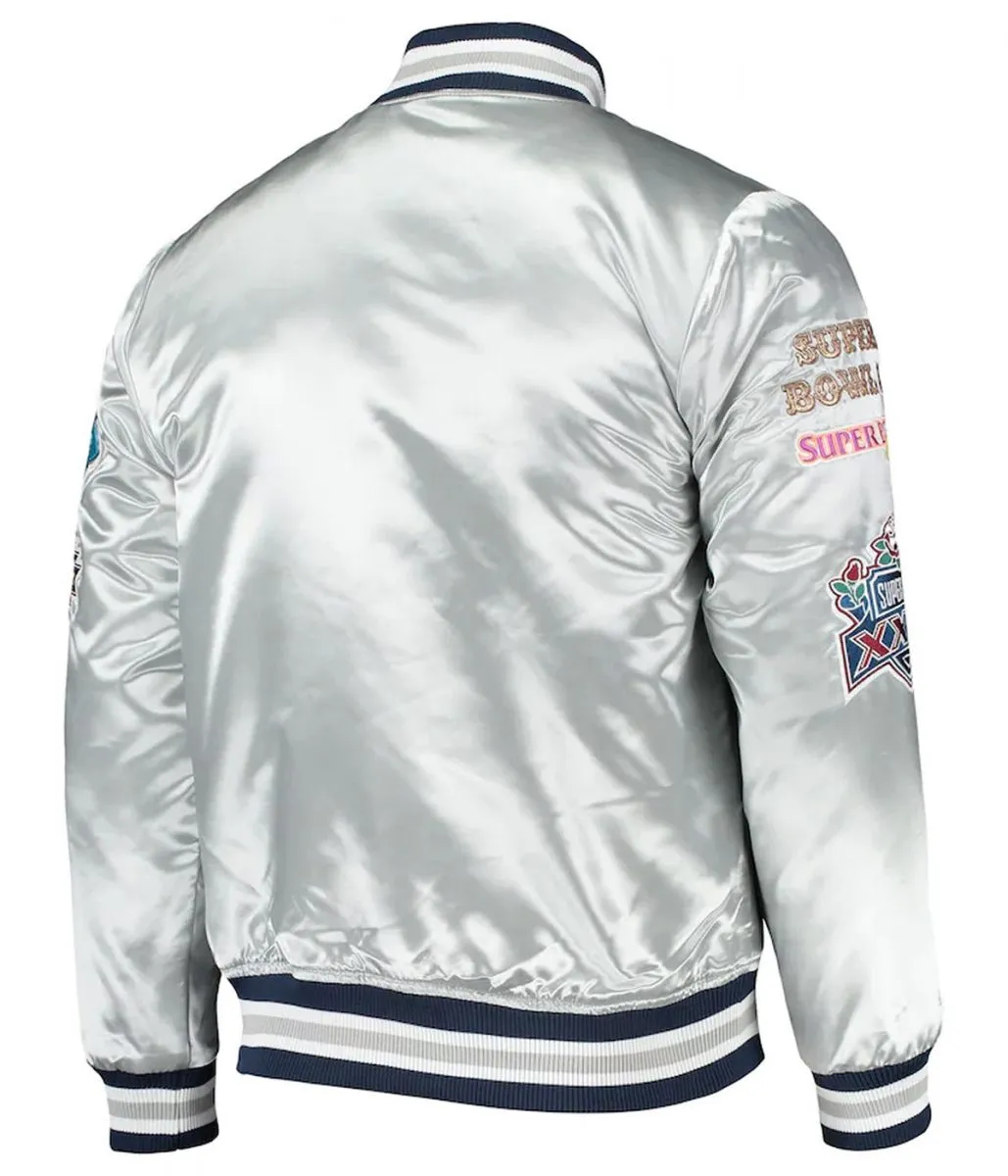 Dallas Cowboys Varsity Silver Satin Jacket - Image 2