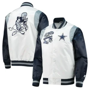 Dallas Cowboys White/Navy Retro The All-american Satin Jacket
