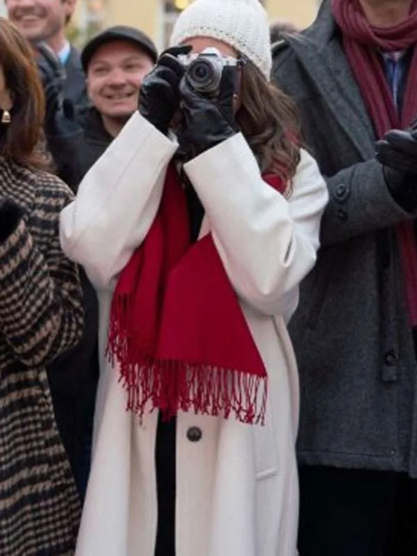 A Keller Christmas Vacation Eden Sher White Coat - Image 2