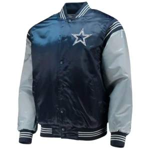 Enforcer Navy/Silver Dallas Cowboys Satin Jacket