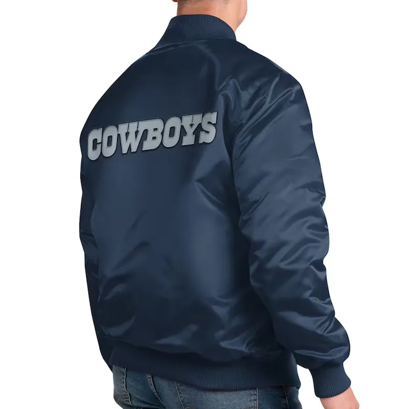 Exclusive Navy Dallas Cowboys Varsity Satin Jacket - Image 2