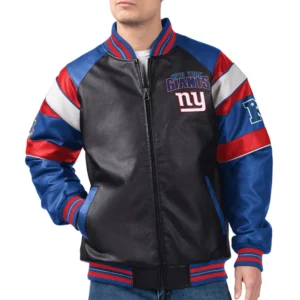 G-III Faux Varsity New York Giants Leather Jacket
