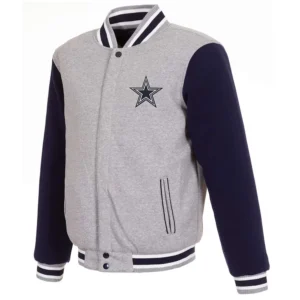 Gray and Navy Dallas Cowboys Varsity Wool Jacket