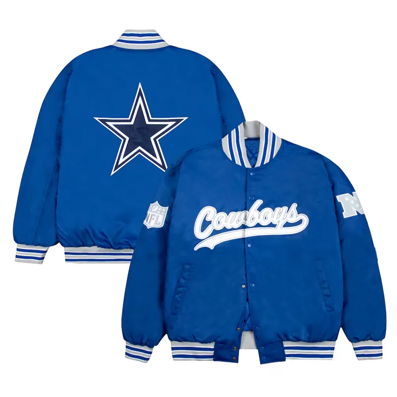 Dallas Cowboys Rib Bomber Blue Jacket - Image 3