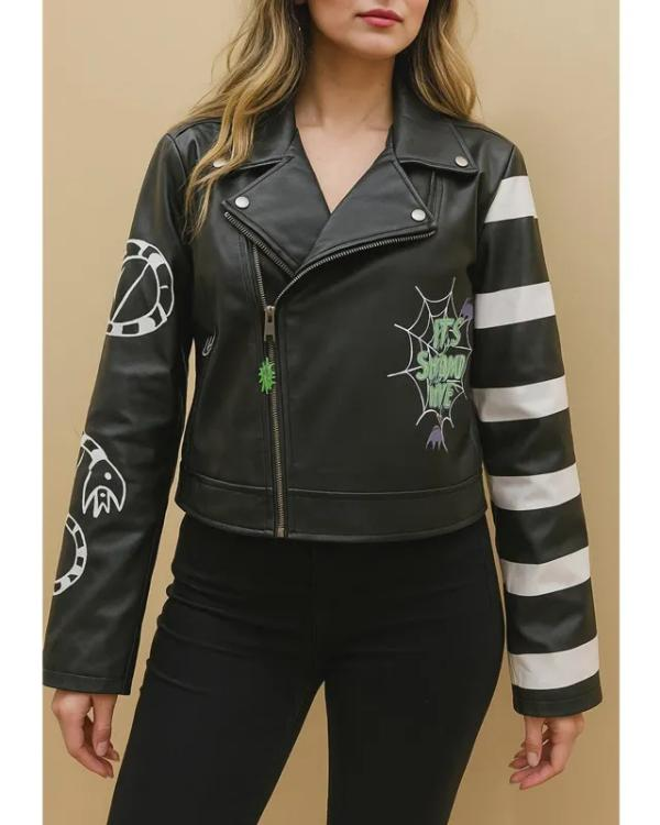 It’s Showtime Beetlejuice Leather Black Jacket - Image 4