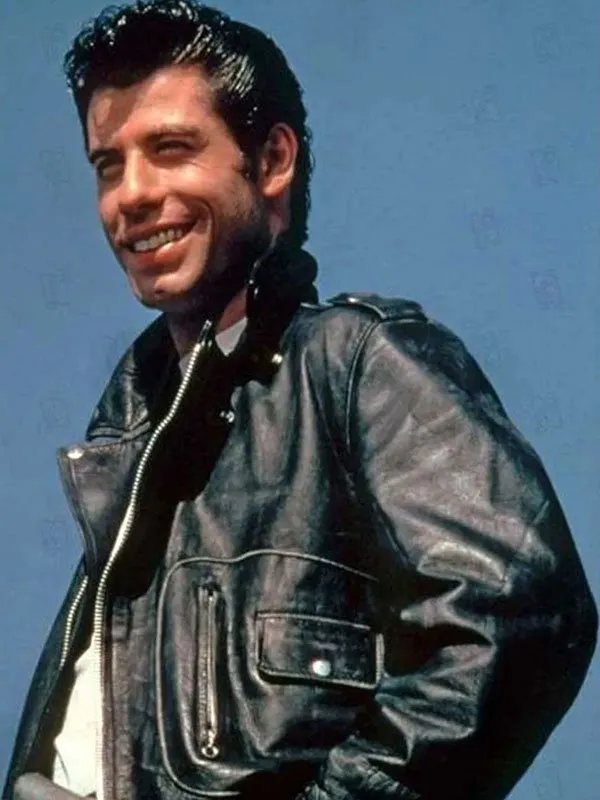 Grease John Travolta T-Birds Black Leather Jacket