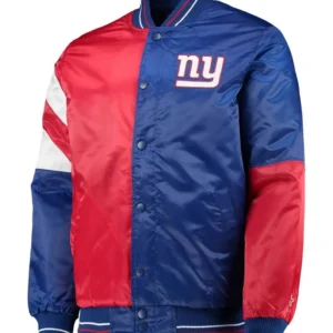 Leader Red and Blue NY Giants Full-Snap Satin Varsity Jacket