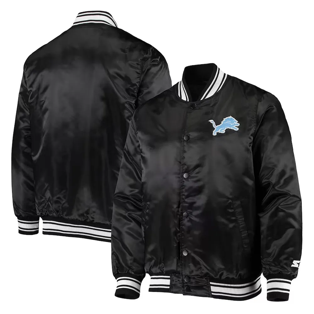 Locker Room Detroit Lions Black Satin Jacket - Image 3